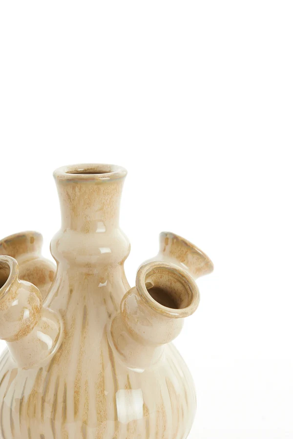 Vase deco 17x18,5 cm NEBULA cream-light brown