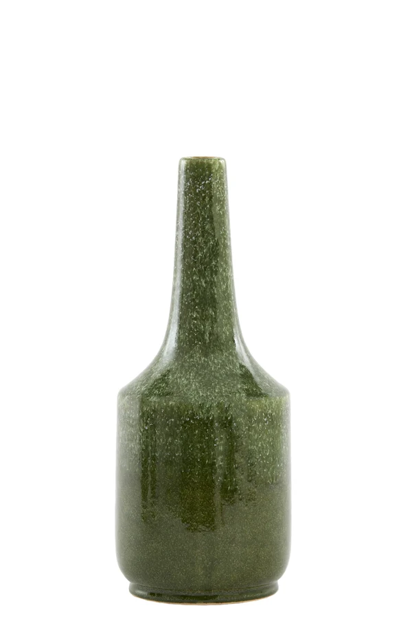 Vase deco 14,5x35,5 cm TEZU ceramics shiny dark green