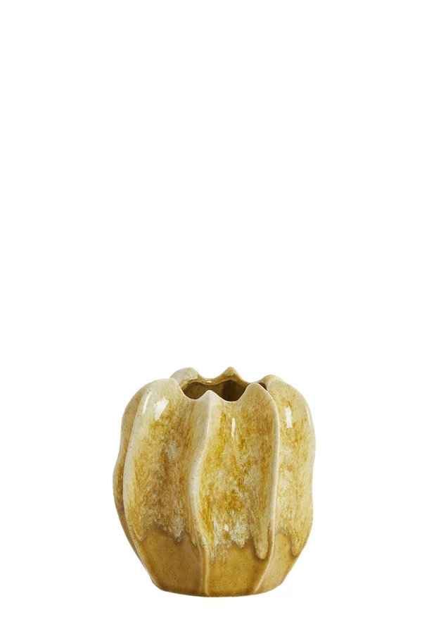 Vase deco 14,5x16 cm NILO ceramics ocher yellow-brown