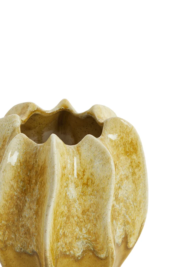 Vase deco 14,5x16 cm NILO ceramics ocher yellow-brown
