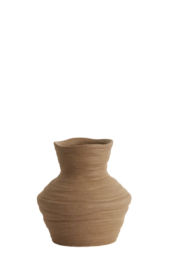 Vase deco 14,5x15,5 cm GRECCIO ceramics matt brown