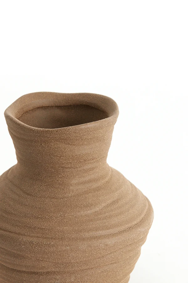 Vase deco 14,5x15,5 cm GRECCIO ceramics matt brown