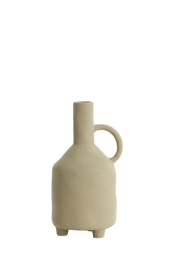 Vase deco 14,5x13x27,5 cm JONAI ceramics matt olive green