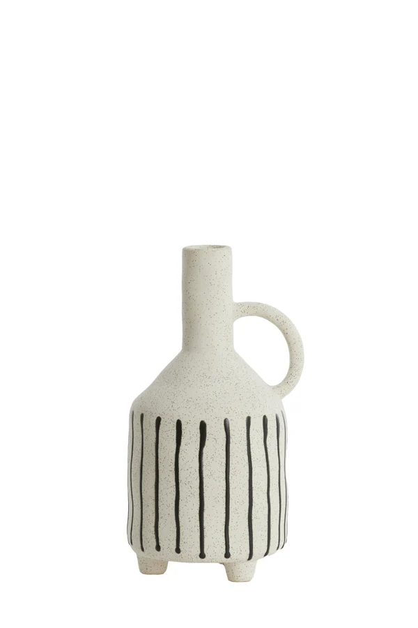 Vase deco 14,5x13x27,5 cm JONAI ceramics matt cream-black