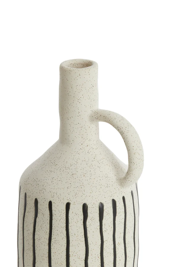 Vase deco 14,5x13x27,5 cm JONAI ceramics matt cream-black