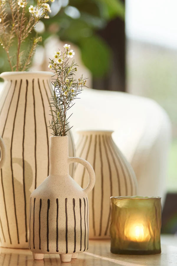 Vase deco 14,5x13x27,5 cm JONAI ceramics matt cream-black