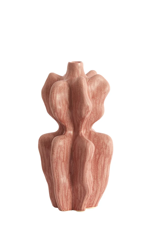 Vase deco 19x17x37 cm NARA ceramics coral-red