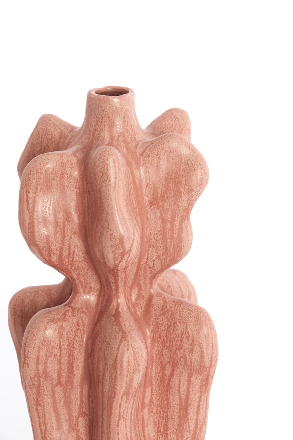 Vase deco 19x17x37 cm NARA ceramics coral-red
