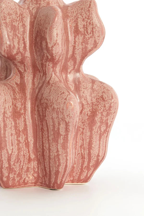 Vase deco 19x17x37 cm NARA ceramics coral-red