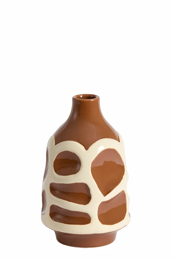 Vase deco 15x24 cm SINICE brown+cream