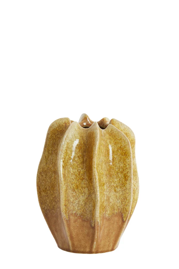 Vase deco 17,5x23 cm NILO ceramics ocher yellow-brown