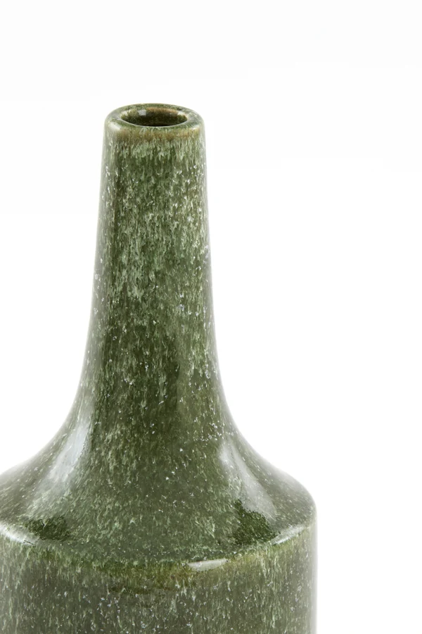 Vase deco 13x28,5 cm TEZU ceramics shiny dark green