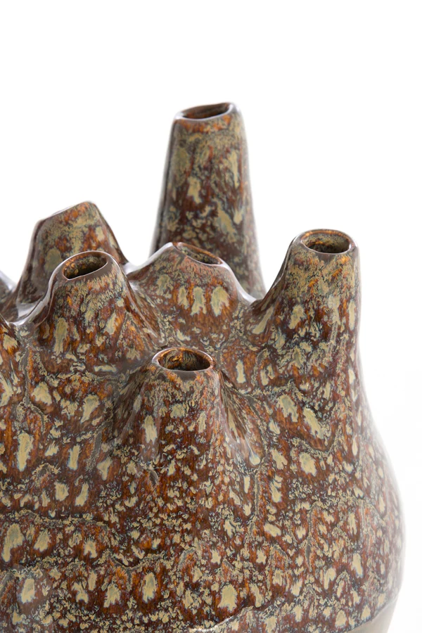 Vase deco 19,5x23 cm COSENZA ceramics brown+bronze