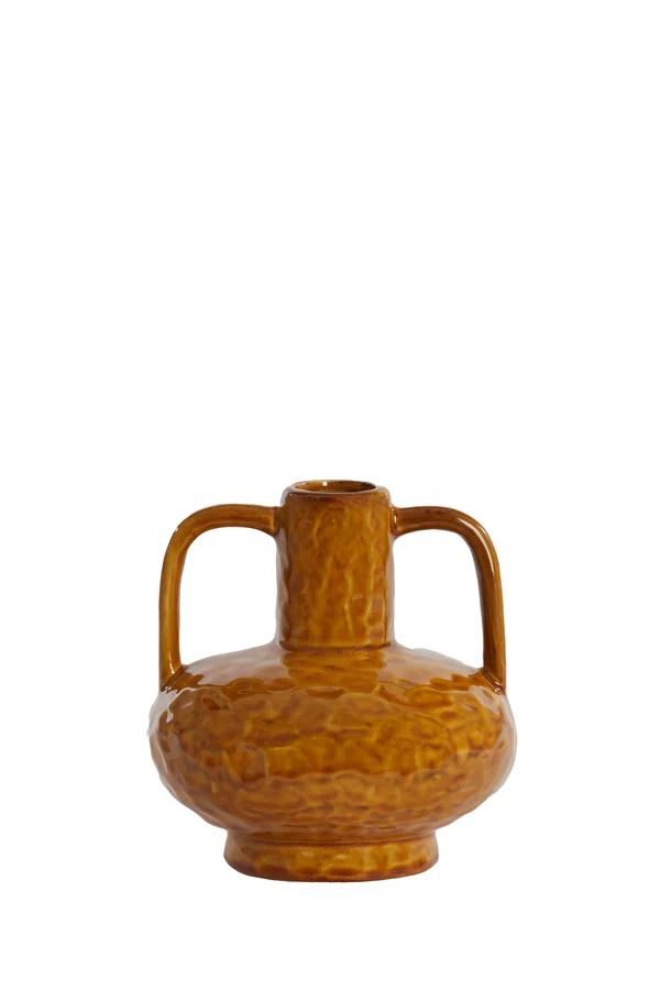 Vase deco 19,5x20 cm ZIRO ceramics shiny ocher yellow