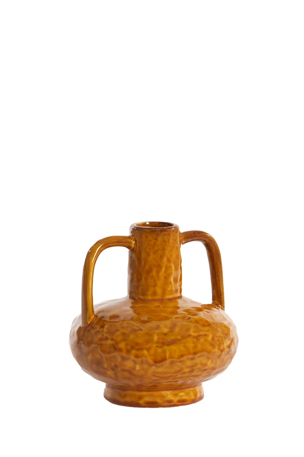 Vase deco 19,5x20 cm ZIRO ceramics shiny ocher yellow