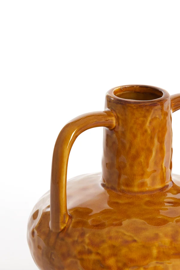 Vase deco 19,5x20 cm ZIRO ceramics shiny ocher yellow