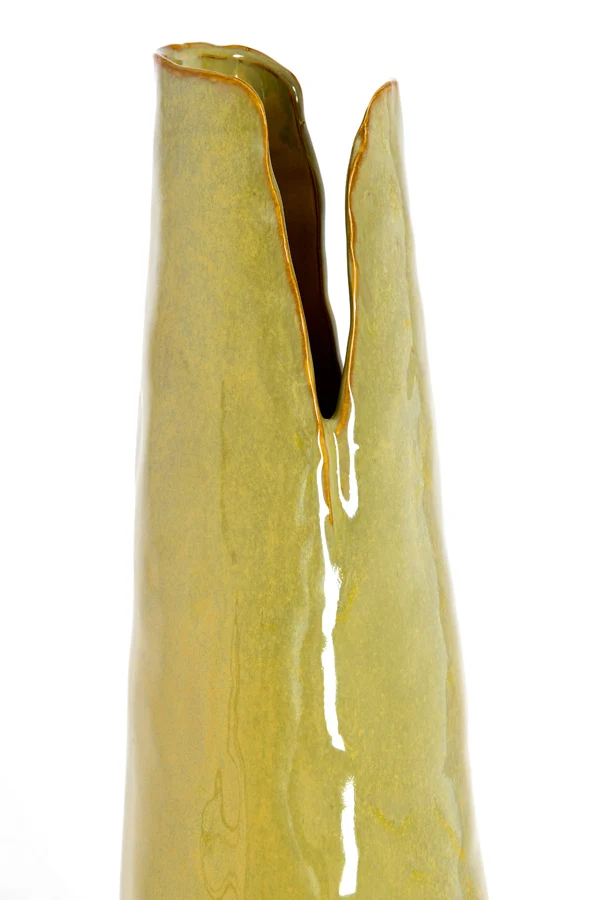 Vase deco 19,5x19x92 cm MESA ceramics olive green-brown
