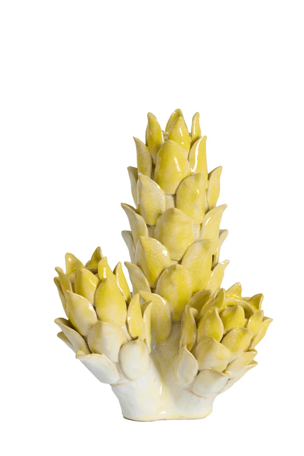 Vase deco 19,5x17x27,5 cm CARCIOFO ceramics yellow+cream