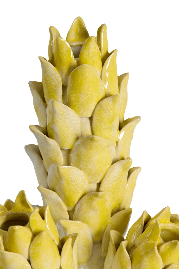 Vase deco 19,5x17x27,5 cm CARCIOFO ceramics yellow+cream