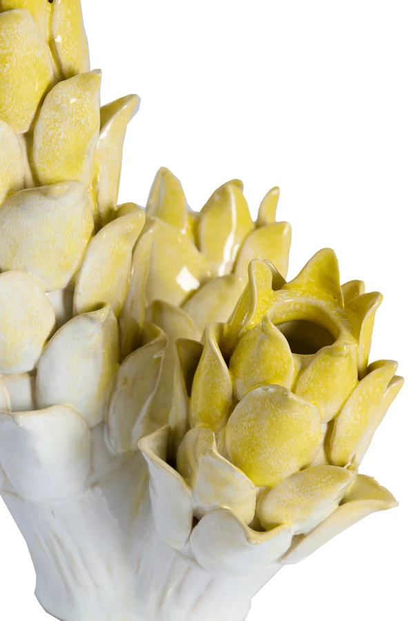 Vase deco 19,5x17x27,5 cm CARCIOFO ceramics yellow+cream