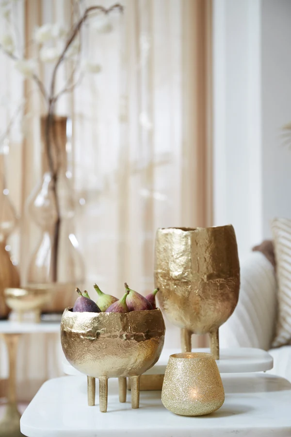 Vase deco 17,5x12 cm MUXIA gold