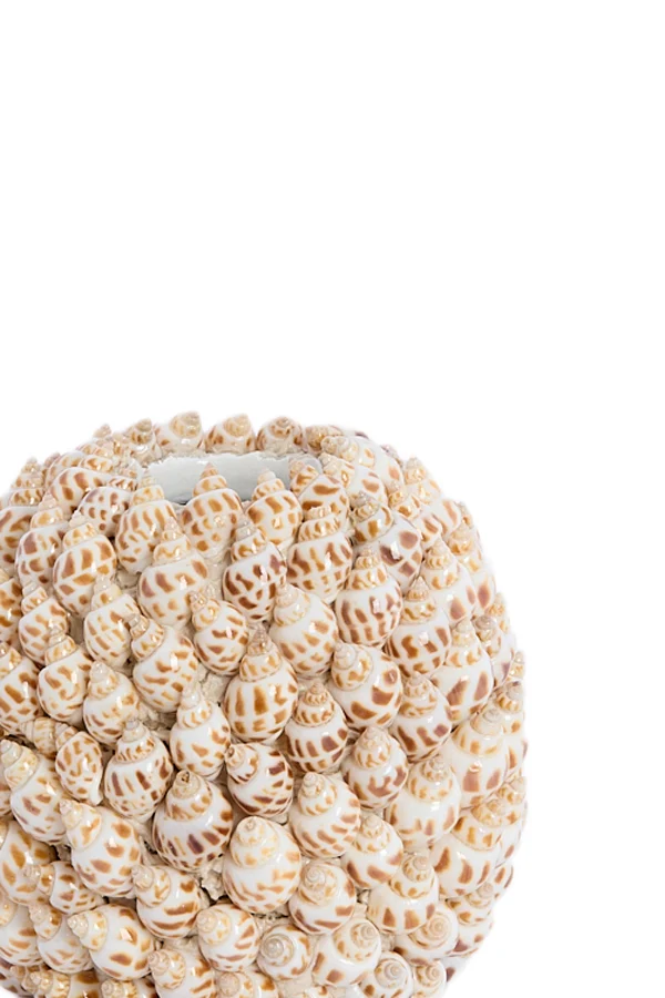 Vase deco 13x12 cm SHELL cream+brown