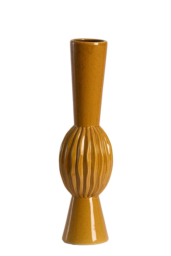 Vase deco 13,5x51 cm SUZZARA ceramics cognac