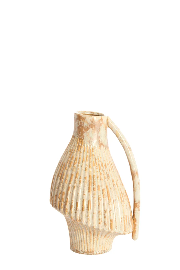 Vase deco 19,5x17,5x28,5 cm FORLA ceramics cream+orange-brwn