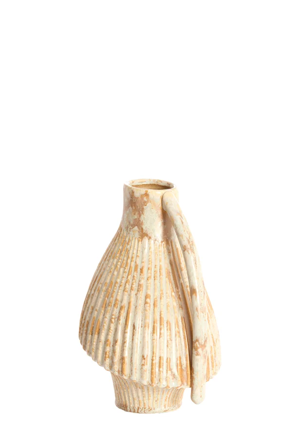 Vase deco 19,5x17,5x28,5 cm FORLA ceramics cream+orange-brwn