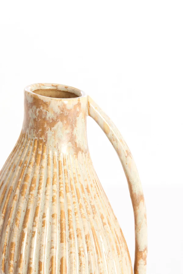 Vase deco 19,5x17,5x28,5 cm FORLA ceramics cream+orange-brwn