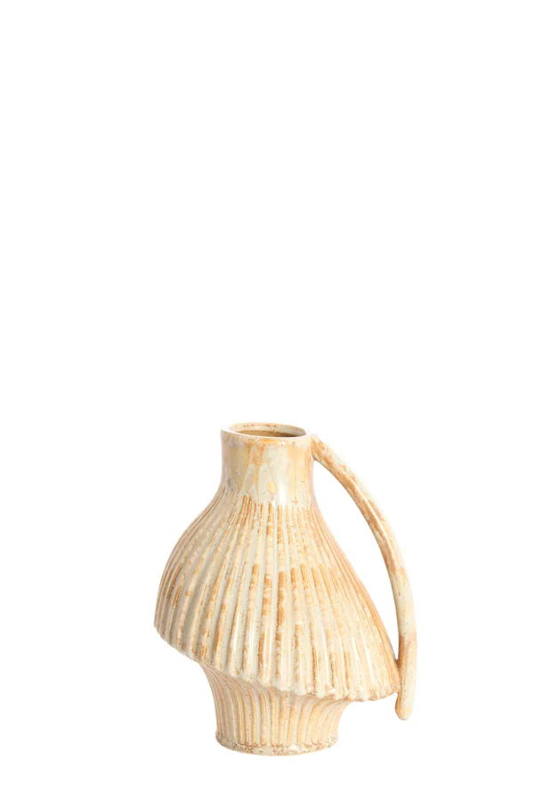 Vase deco 19,5x17,5x22 cm FORLA ceramics cream+orange-brown