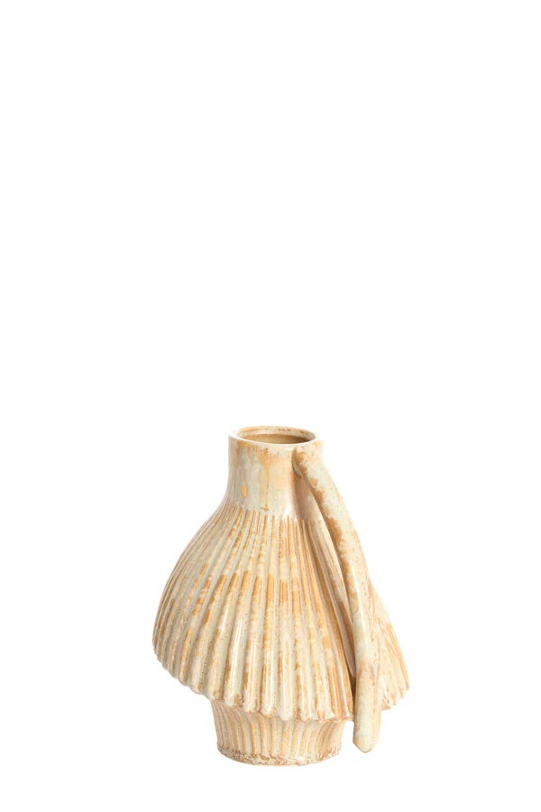Vase deco 19,5x17,5x22 cm FORLA ceramics cream+orange-brown