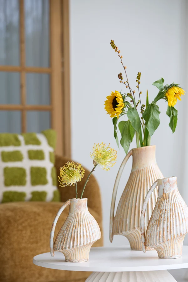 Vase deco 19,5x17,5x22 cm FORLA ceramics cream+orange-brown