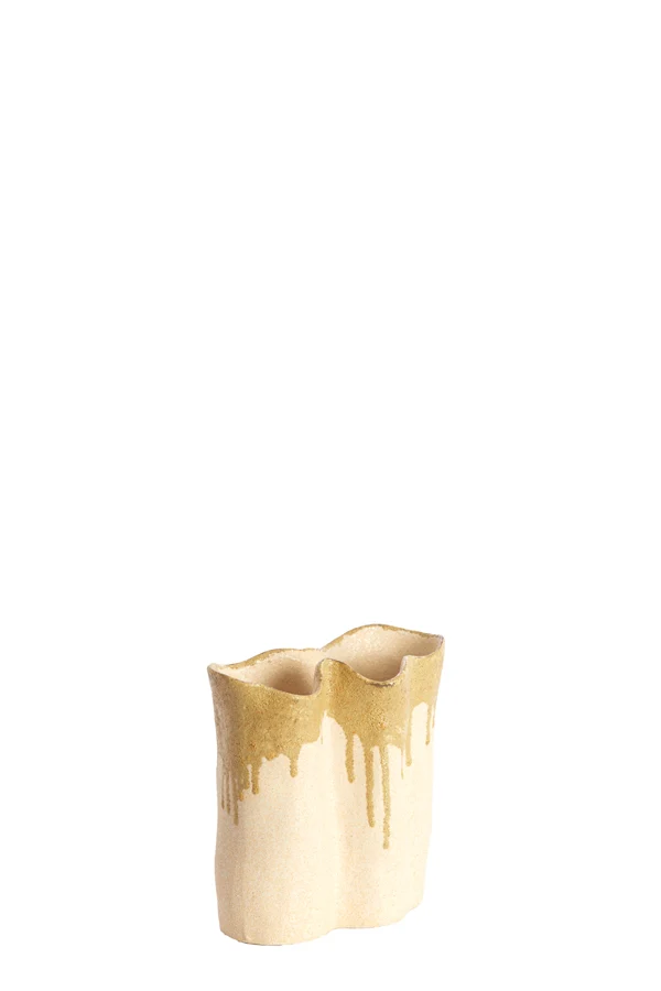 Vase deco 19,5x10,5x18,5 cm FLOVILLA ceramics cream+oliv grn