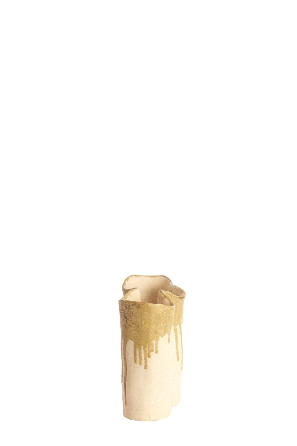 Vase deco 19,5x10,5x18,5 cm FLOVILLA ceramics cream+oliv grn