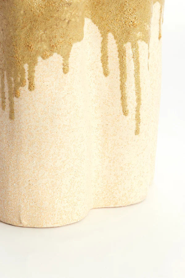 Vase deco 19,5x10,5x18,5 cm FLOVILLA ceramics cream+oliv grn