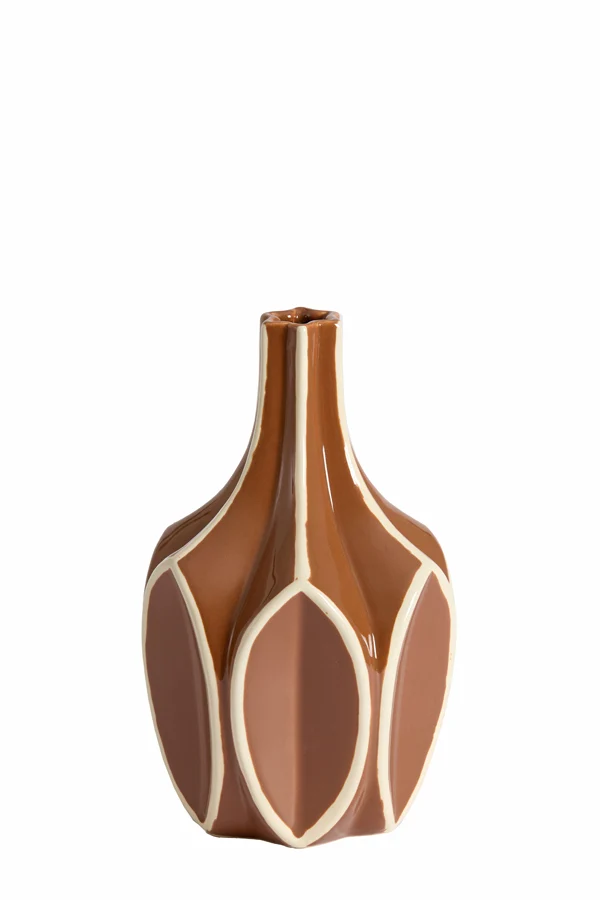 Vase deco 15x24 cm BOLENE brown+cream