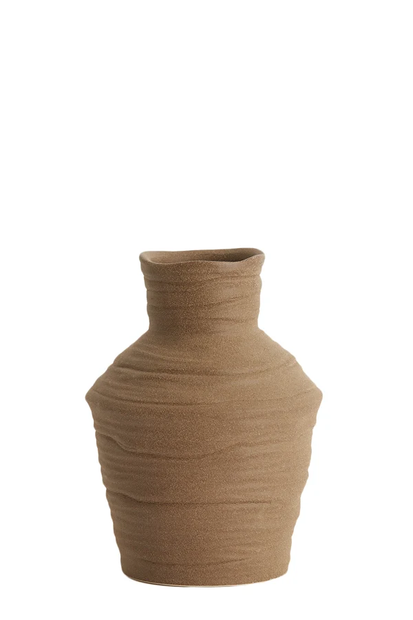Vase deco 15x20,5 cm GRECCIO ceramics matt brown