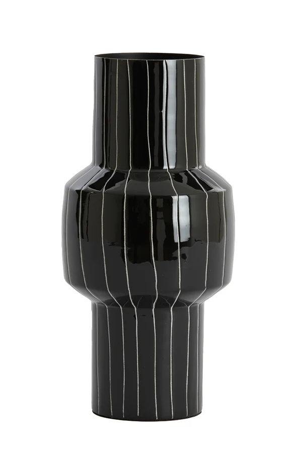 Vase deco 16x33 cm SENUMA shiny black+white