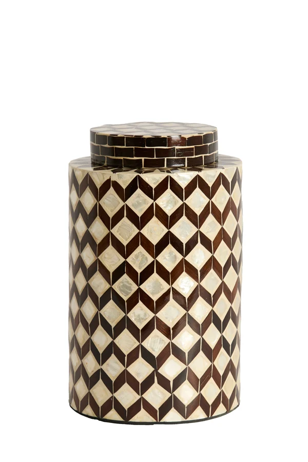 Vase deco 16x26,5 cm OLITE bamboo cream+dark brown