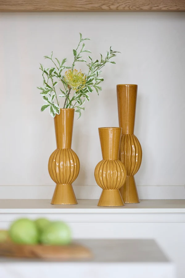 Vase deco 13,5x40,5 cm SUZZARA ceramics cognac