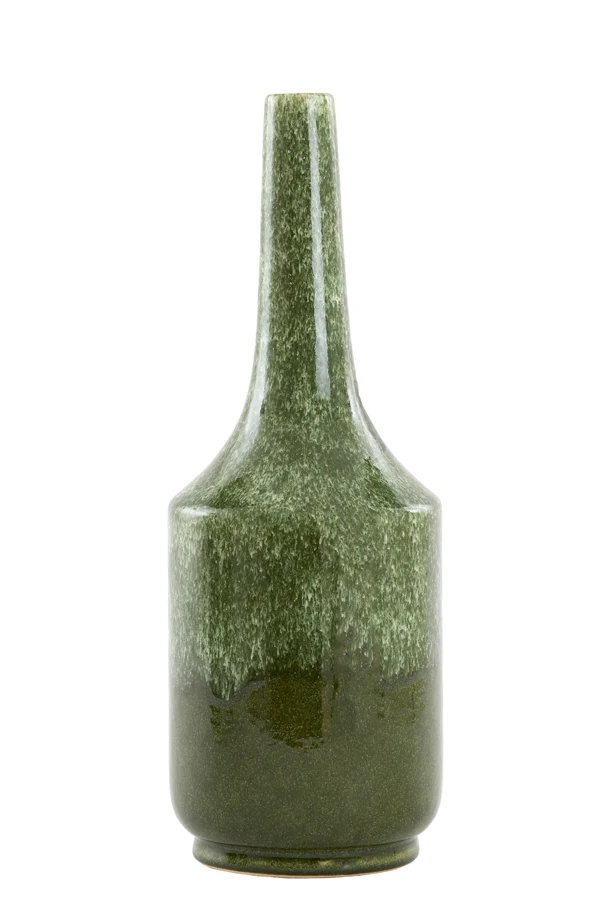 Vase deco 15,5x43 cm TEZU ceramics shiny dark green