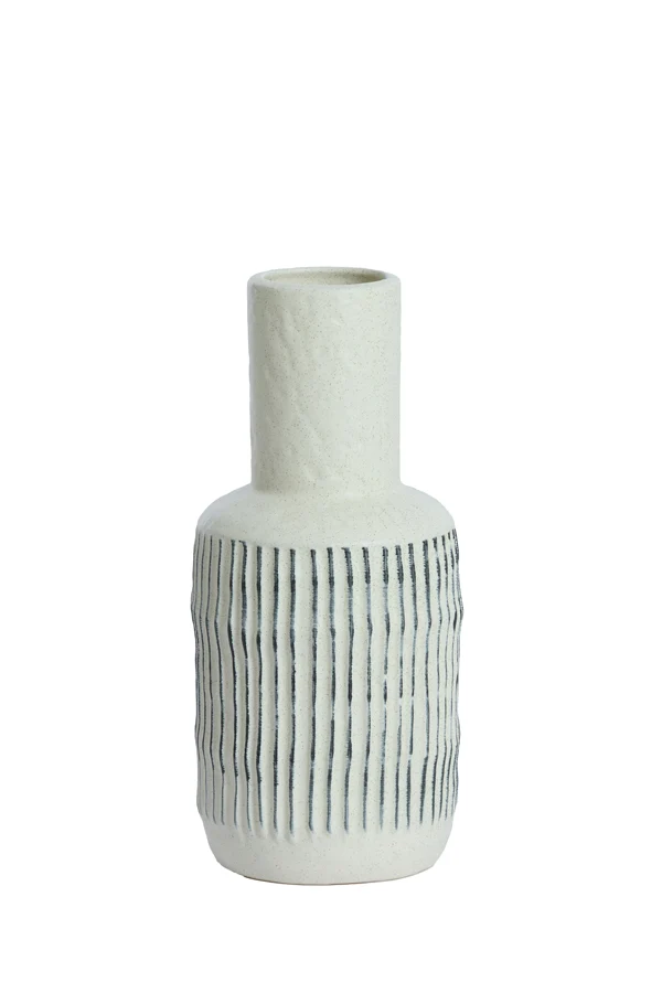 Vase deco 15,5x33,5 cm MUNDAKA matt cream-black