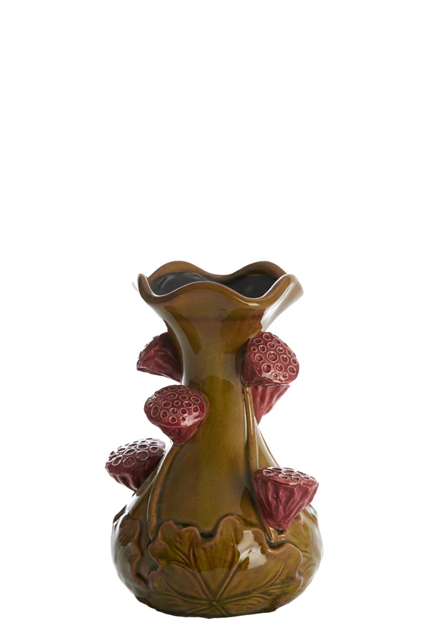 Vase deco 15,5x26 cm ODALI ceramics green+dark pink