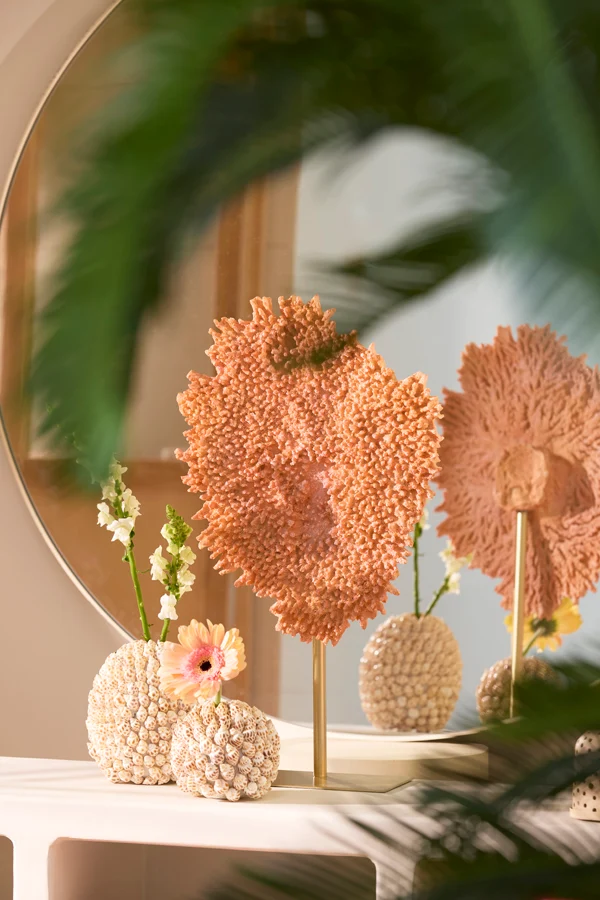 Vase deco 15,5x17,5 cm SHELL cream+brown