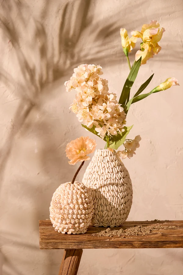 Vase deco 15,5x17,5 cm SHELL cream+brown