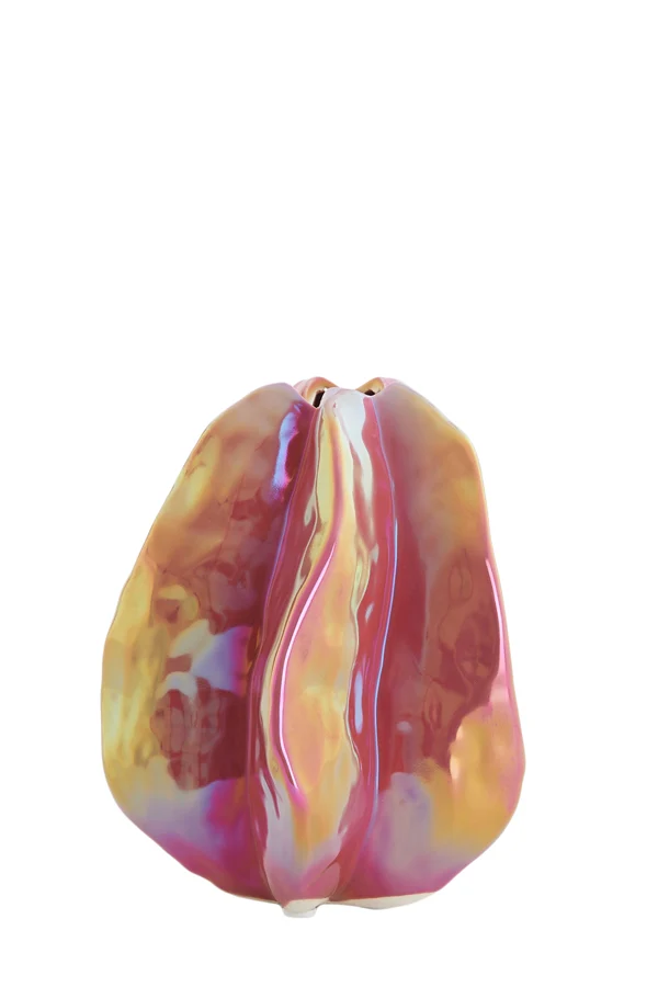 Vase deco 13,5x12x16,5 cm IDRIJA ceramics dark pink