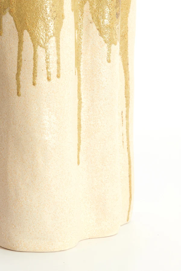 Vase deco 12x9,5x30 cm FLOVILLA ceramics cream+olive green