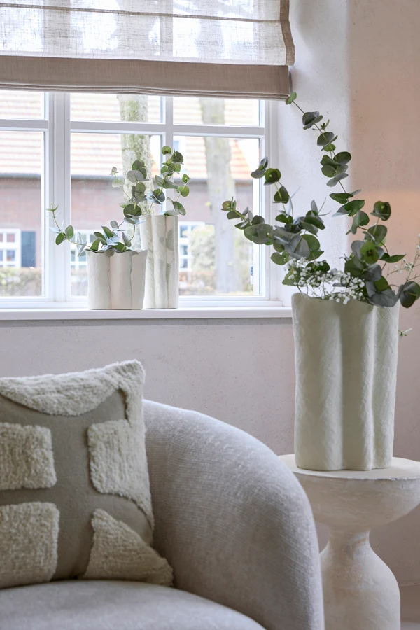Vase deco 12x9,5x30 cm FLOVILLA ceramics cream