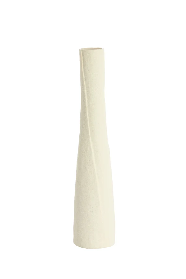 Vase deco 12x55,5 cm SETIMMO ceramics matt cream